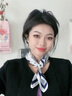 啄木鳥(niǎo)（TUCANO）真絲絲巾女桑蠶絲小方巾2025新款系脖感護頸圍脖領(lǐng)巾媽媽氣質(zhì)圍巾 航海圖藍白-董卿同款 (53*53cm) 曬單實(shí)拍圖