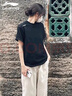 李寧速干短袖女款夏季新款冰絲透氣圓領(lǐng)半袖寬松休閑戶(hù)外跑步運動(dòng)T恤 黑色 2XL /185 (170-185斤) 曬單實(shí)拍圖