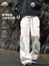 頂峰保羅（Dingfengbaoluo）美式戶外傘兵工裝褲男秋季寬松休閑褶皺設計長褲子XP01米灰色L 曬單實拍圖