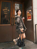 RHUDE FOG品牌女裝復(fù)古皮衣外套女2025春秋新款休閑顯瘦翻領(lǐng)單排扣正反兩面 咖色 M 曬單實(shí)拍圖