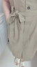 德瑪納【爽滑亞麻棉竹節布】夏季氣質(zhì)通勤翻駁領(lǐng)綁帶三?？鄱绦渑B衣裙 曬單實(shí)拍圖