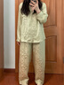 乃絲SLKMRKT情侶款春秋真絲睡衣套裝夏男女家居服桑蠶絲兩件套 香梨綠【19姆米重磅】（女款） L 曬單實(shí)拍圖