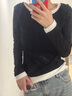 森馬（Semir）長(zhǎng)袖T恤女不對(duì)稱假兩件2025秋季小心機(jī)修身拼色衣服10A525101001 曬單實(shí)拍圖