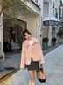香影【咩咩絨】毛絨短款外套女2025冬季新款翻領(lǐng)仿羊羔毛環(huán)保皮草 粉色 S 曬單實(shí)拍圖