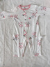 顆粒熊（KELIXIONG）嬰兒連體衣類(lèi)純棉夏季薄款女寶寶衣服爬服無(wú)骨嬰幼兒長(cháng)袖嬰兒衣服 暗香浮動(dòng)白(5A面料) 73cm 曬單實(shí)拍圖