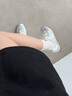 斯凱奇（Skechers）芭蕾德訓鞋2025夏季新款女鞋平底休閑鞋板鞋銀色板鞋低幫185324 曬單實拍圖