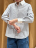 Marc O'Polo/MOP【商場(chǎng)同款】25秋季新款純棉撞色翻領(lǐng)條紋長(zhǎng)袖襯衫女士上衣 灰條紋S75 XS (34) 曬單實(shí)拍圖