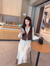 妍莉芬（yanlifen）米白色設計感連衣裙套裝女2025秋裝新款法式減齡小個(gè)子馬甲兩件套 米白色 【套裝】 L (125斤內) 曬單實(shí)拍圖