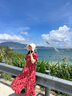 品彩（PinCai）短袖連衣裙女出游度假風(fēng)碎花連衣裙高級感側邊開(kāi)叉中長(cháng)裙P52Q027 曬單實(shí)拍圖