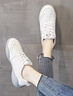 ZUOSAISI小白鞋女真皮軟底透氣休閑運動(dòng)鞋女2025夏季新品女鞋百搭旅游鞋女 灰色 米 35 曬單實(shí)拍圖