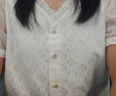 百圖betu女裝2025夏季新款襯衫領(lǐng)口荷葉邊小花朵蕾絲開襟短袖2506T26 米白 M 曬單實(shí)拍圖