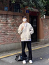 浩術(shù)微喇牛仔褲男彎刀美式復(fù)古水洗做舊cleanfit褲子vibe直筒微喇褲男 2003黑色【主圖款】 M【建議100-120斤】 曬單實拍圖