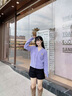Teenie Weenie小熊女裝毛針織衫2025秋新款舒適寬松學(xué)院風(fēng)V領(lǐng)毛衣 紫色 S 曬單實(shí)拍圖