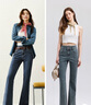 森馬（Semir）小黑牛|牛仔褲女高腰開(kāi)叉長(cháng)褲2025春森柔牛仔喇叭褲109125124007 曬單實(shí)拍圖