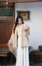 蕓蕁外套女2025新款新中式仿貂毛環(huán)保毛皮毛一體中長(cháng)款外套 溫婉杏(袖子縮小精致版) S 曬單實(shí)拍圖