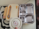 沃德百惠（WORTHBUY）304不銹鋼飯盒上班族帶飯餐盒學(xué)生食堂打飯分格餐盤 奶油黃5格+袋 曬單實拍圖