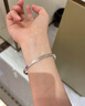 LISM銀手鐲貓眼手鐲足銀拉絲銀手鐲女鐲子送老婆女友生日禮物七夕禮物 貓眼手鐲56圈口約20g 曬單實(shí)拍圖