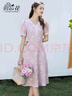勿忘花碎花氣質(zhì)短袖連衣裙女2025夏季新款泡泡袖修身顯瘦裙子 紫色 L 曬單實拍圖