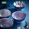 宜家（IKEA）ENTUSIASM恩圖斯奧姆石瓷碗藍色花紋廚房餐具四件套 藍色碗圖案12cm 曬單實(shí)拍圖
