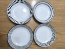 赫本風(fēng)ins高顏值精致陶瓷盤(pán)子菜盤(pán)家用餐具釉下彩簡(jiǎn)約圓形盤(pán)子 赫本風(fēng)8英寸螺紋盤(pán)隨機4只裝 曬單實(shí)拍圖