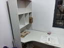 歐貿轉角書桌電腦桌臺式書架書柜組合一體辦公學習家用寫字桌子化妝臺 暖白120CM 曬單實拍圖