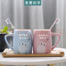 abdo 漱口杯嗽口杯牙杯牙缸刷牙杯陶瓷簡約小清新情侶牙刷洗漱杯套裝 藍(lán)粉一對 (刻字請備注) 曬單實拍圖