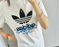 adidas男女大童純棉運動(dòng)上衣圓領(lǐng)短袖T恤兒童夏季阿迪達斯三葉草   白色/鳥(niǎo)羽藍   152 曬單實(shí)拍圖