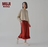 無印良品（MUJI）IDEE 女式 平紋 寬版褲 褲子女款春款休閑褲闊腿褲 深紅色 M (155/68A） 曬單實拍圖