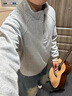 秋冬帥氣日系重磅男士半高領(lǐng)韓版衛衣半拉鏈寬松立領(lǐng)男款外套男生 灰色 XL 體重120-135斤 曬單實(shí)拍圖