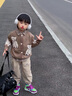G.DUCKKIDS男童秋裝套裝2025新款春秋季兒童小童寶寶洋氣酷帥毛衣開(kāi)衫三件套 咖啡色 90 cm 曬單實(shí)拍圖