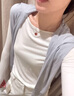 無印良品（MUJI） 女式 輕薄 圓領長袖T恤 女士女款 25年秋季女裝打底 FCD37A5A 米白色 M （160/84A） 曬單實拍圖