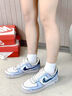 耐克（NIKE）【定制球鞋】AirForce1浪漫夢境撕百搭防滑耐磨低幫板鞋男女款藍 藍色 41 曬單實拍圖