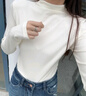 森馬（Semir）長(cháng)袖t恤女短款半高領(lǐng)薄絨輕暖打底衫2024冬新款純色修身抓絨內搭 奶白10534 2XL 曬單實(shí)拍圖
