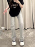 燦圖煙灰色牛仔褲男夏季新款美式復(fù)古潮流vibe褲子窄版顯瘦直筒微喇褲 煙灰色 L 曬單實(shí)拍圖