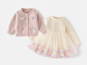 班喜迪女童連衣裙春裝新款洋氣兒童公主裙套裝寶寶周歲禮服春秋小童裙子 粉色 90 曬單實(shí)拍圖