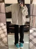 靖颯黑色cleanfit微喇牛仔褲子男夏季美式潮流高街情侶窄版直筒長(cháng)褲 黑色 XL 【建議120-140斤】 曬單實(shí)拍圖