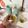 麥舒特稻殼青花瓷一次性功夫茶杯加厚防燙家用待客品茗杯喝茶小杯子茶具 高檔青花瓷【300只】送杯架 曬單實(shí)拍圖