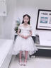 思妙星公主裙女童高端禮服花童婚禮小女孩禮服兒童主持人鋼琴演奏演出服 白色短款 150 曬單實拍圖