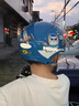 野馬（YEMA）兒童頭盔3C認證電動(dòng)車(chē)摩托車(chē)四季半盔男孩女孩新國標電瓶車(chē)安全帽3-16歲 星藍酷崽喵【透明長(cháng)鏡】 均碼-可調節（3-16歲適用） 曬單實(shí)拍圖