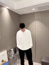 倉石一樹(shù)潮牌美式復古亨利領(lǐng)長(cháng)袖T恤男春秋季圓領(lǐng)衛衣男士亨利衫 白色 L 曬單實(shí)拍圖