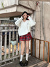 歐貝汐毛衣女秋冬加絨v領(lǐng)中長款白色軟糯寬松打底衫慵懶風(fēng)針織衫上衣潮 米白色 均碼 【建議80-120斤】 曬單實拍圖