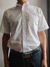 啄木鳥(niǎo)【100支雙股純棉DP免燙】白色男士短袖襯衫夏季口袋商務(wù)正裝襯衣 短袖款3KD13白色 39 曬單實(shí)拍圖