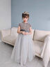 乖奇奇（ALERTCHYCHY）兒童禮服公主裙花童婚紗小女孩生日主持人高端女童鋼琴演出服大童 灰色長(zhǎng)款無(wú)袖01-C2 130cm(130cm) 曬單實(shí)拍圖