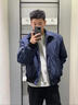 靖颯 藏青色ma1美式飛行員夾克男秋季短款bomber工裝外套vibe棒球服潮 藍色 XL 曬單實(shí)拍圖