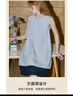 庫恩瑪維（KUHNMARVIN）初戀感淺藍拼接無(wú)袖連衣裙女2025年夏新款寬松顯白A字裙K35698 淺藍色 S 曬單實(shí)拍圖