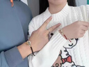 老鳳祥和田玉平安扣情侶手鏈女純銀福牌手繩七夕情人節(jié)生日禮物送女朋友 【老鳳祥禮盒】平安迎福情侶手繩 曬單實拍圖