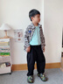 巴帝巴帝秋冬新款嬰幼兒童純棉直筒工裝褲寬松舒適百搭 黑色 好運字母 130 曬單實拍圖