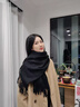 恒源祥羊毛羊絨圍巾女冬季純色2024新款白色披肩圍巾秋冬男士仿羊絨圍巾 黑色 200*70cm 曬單實(shí)拍圖
