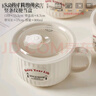 KSHK上班族可微波爐加熱飯碗帶手柄陶瓷碗帶蓋碗飯碗個人帶飯餐碗 簡約英文豎條紋便當(dāng)盒 曬單實拍圖