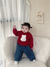 波步（BORBOON B）嬰兒秋冬套裝2025新款女寶寶可愛(ài)紅色喜慶衛衣女童加厚保暖兩件套 【套裝】8207加厚 90 曬單實(shí)拍圖